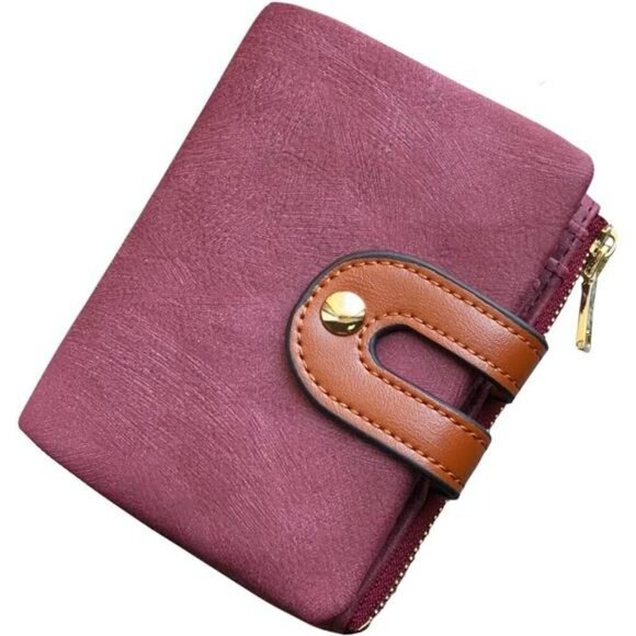 AOXONEL Womens Small Bifold Wallet Slim Leather Mini Wallet RFID Card Holder - Picture 1 of 8